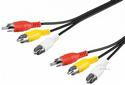 Кабель аудіо-відео RCA 3x3 M/M (AV) 5.0m,D=2.5mm Red-Yellow-White,чорний (75.05.0383-80) (75.05.0383-80)