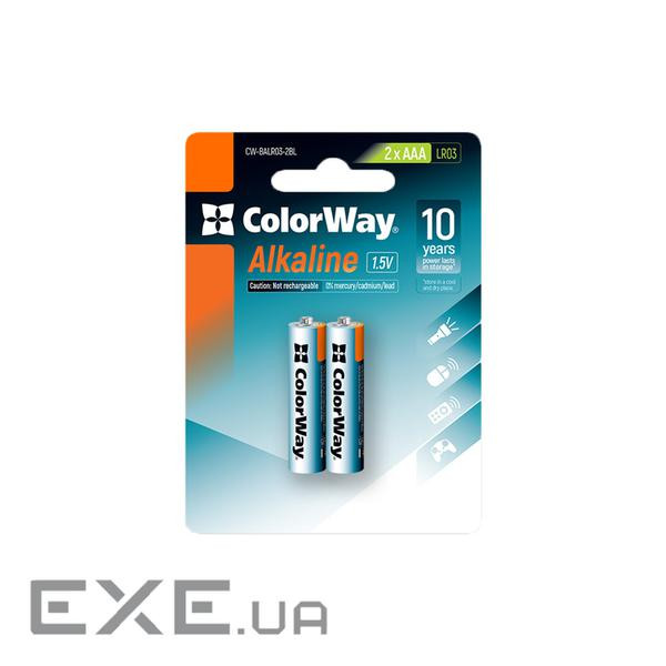 Батарейка COLORWAY Alkaline AAA 2шт/уп (CW-BALR03-2BL)