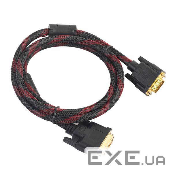 Кабель VGA (тато) -DVI-I (папа) (24 + 5) 1.5метра 2 фериту обплетення круглий чер (YT-VGA (M)-DVI (M)-1.5)