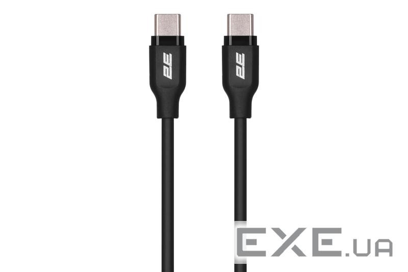 Дата кабель USB-C to USB-C 1.0m Glow 60W black 2E (2E-CCCC-BL)