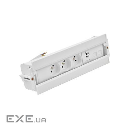 Розет блок S486: 3x250В тип F, зар пристр 2xUSB A+C, 2xRJ45 Keystone, білий (48630F30BK00000-33)