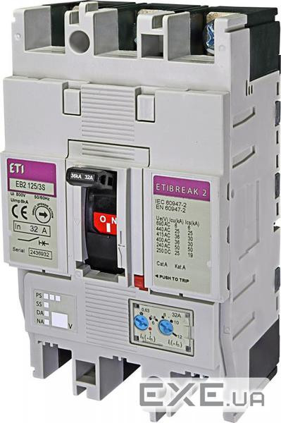 Авт. вимикач ETI EB2 125/3S 32A (36kA, (0.63-1)In/(6-12)In) 3P (4671042)