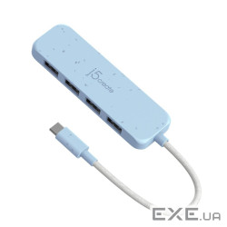 Хаб J5create JCH341EC-N USB-C на 4 USB-A, блакитний