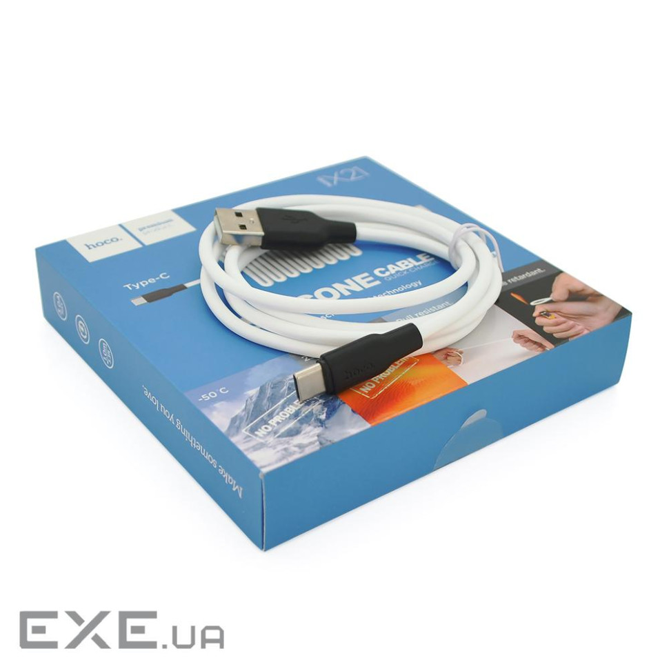 Кабель Hoco X21, Type-C-USB, 2.4A, White, довжина 1м, BOX (Hoco X21W-Tc)