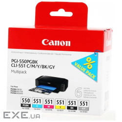 Картридж Canon PGI-550/CLI-551 Multipack BK,C,M,Y,GY (6496B005)
