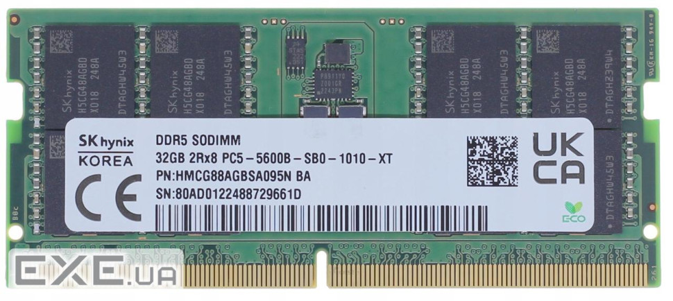 Модуль пам"яті SO-DIMM DDR5 32GB 5600 Hynix C46 (HMCG88AGBSA095N)
