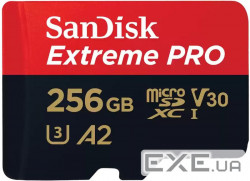 Карта пам'яті SanDisk 256GB microSDXC C10 UHS-I U3 R200/W140MB/s Extreme Pro V3 (SDSQXCD-256G-GN6MA)