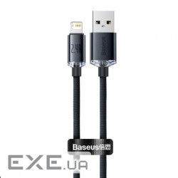 Кабель BASEUS Crystal Shine Series Fast Charging Data Cable USB to iP 2.4A 2м Black (CAJY000101)