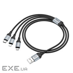 Кабель HOCO X102 USB-1 3 in 1 Micro / Iphone / Type-C, 2A, довжина 1м, Black, Box (HOCO X102 / 3B)