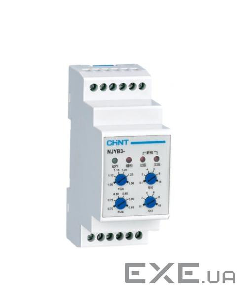 Реле контролю фаз CHINT NJYB3-8 AC380V, 3F3P, Захист U+ (0,1~1,3) *Us / U- (0,7~0,9 (NJYB3-3 AC380V)