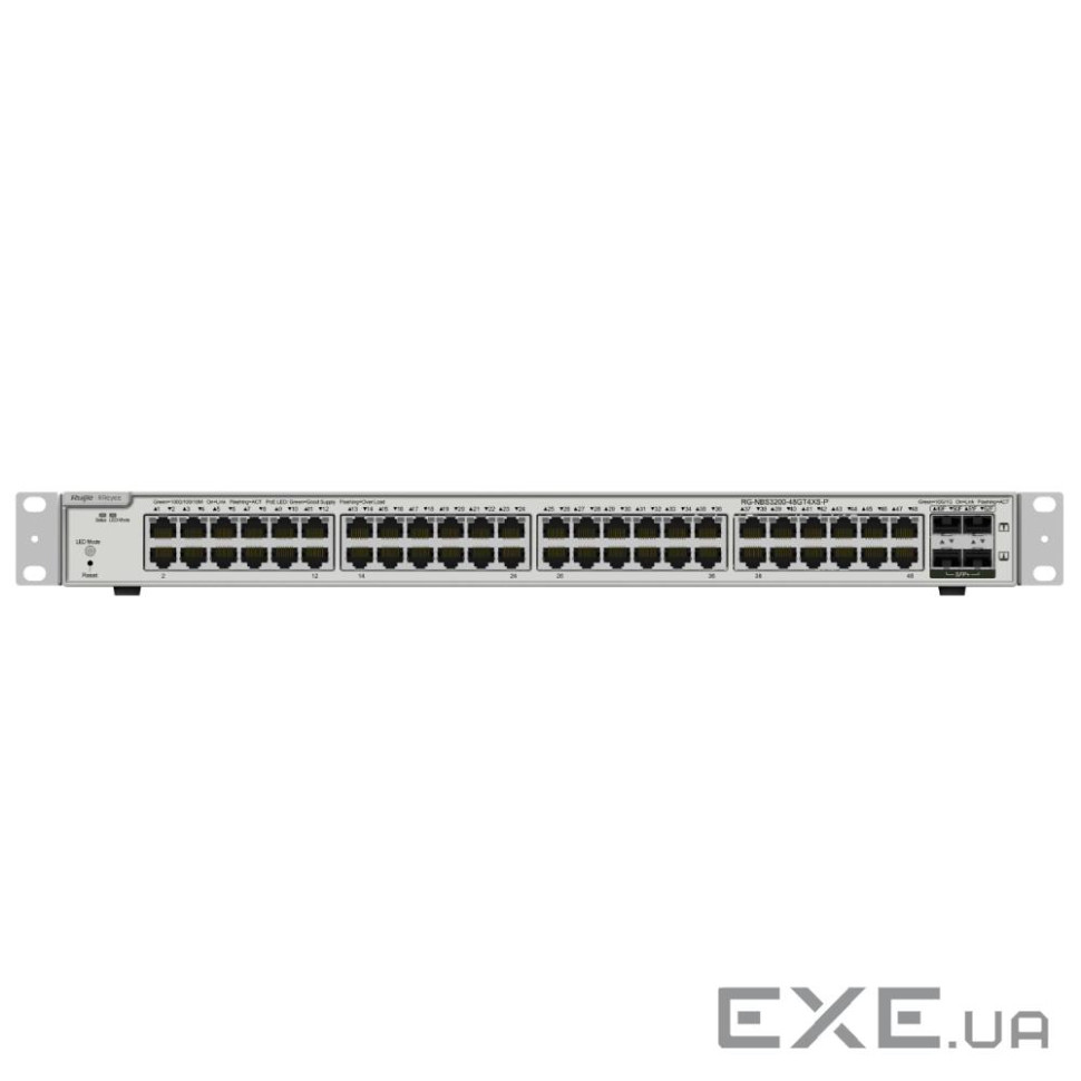 48-портовий гігабітний керований комутатор Ruijie Reyee RG-NBS3200-48GT4XS-P L2+ POE