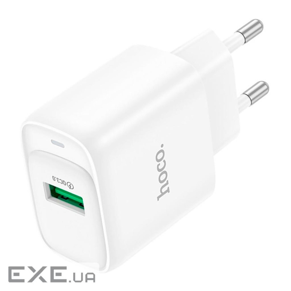 Мережевий зарядний пристрій HOCO C140A Smart single port QC3.0 charger (EU) White (6942007627795)