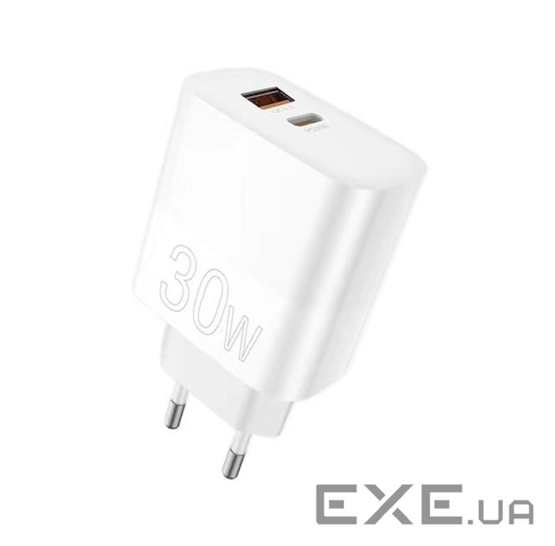Зарядний пристрій WUW C208 1xUSB-C PD30W + 1xUSB QC3.0 18W White (6972573333417)