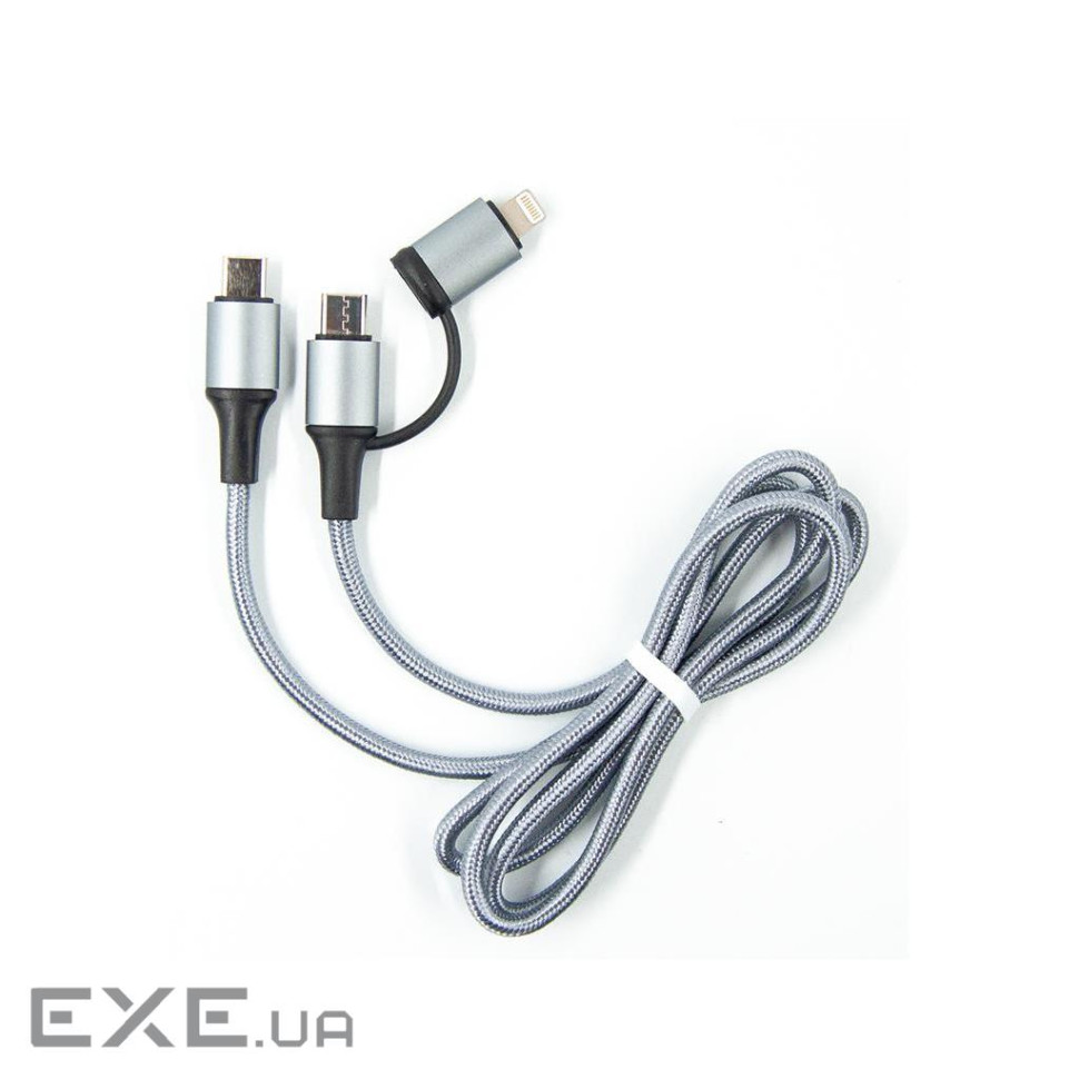 Дата кабель USB-C to USB-C/Lightning 1.0m gray Dengos (NTK-TC-TCL-GREY)
