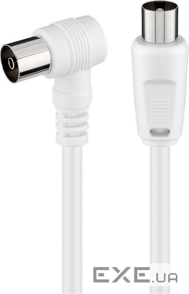 Кабель антенний-подовжувач RF:Coaxial M/F 1.5m,75 Ohm Fx90ё D=5.0mm 2xShielded,білий (75.01.1712-10 (75.01.1712-10