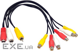 Кабель-сплітер AV 3xRCA - 6xRCA M/F, 0.3 м (S0947) (S0947)