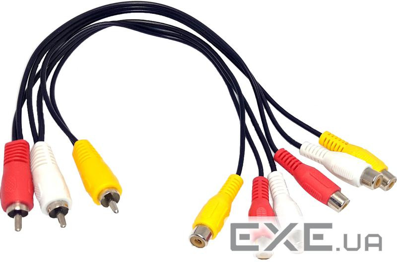 Кабель-сплітер AV 3xRCA - 6xRCA M/F, 0.3 м (S0947) (S0947)