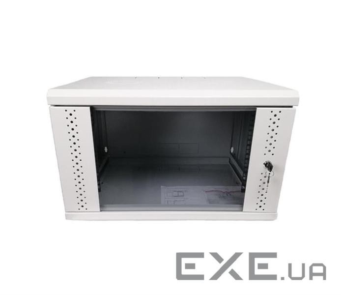 Шафа настінна Eserver 6U, 600х350х370 (Ш*Г*В), скло, сірий (ES-Е635G)