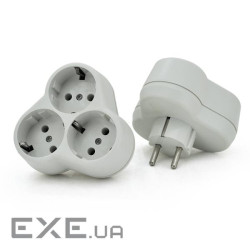 Розетка трійник з заземленням AK303, White, Q12