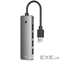 USB-Хаб Baseus UltraJoy Series 4-Port HUB Lite 15cm (USB3.0*4+Type-C) gray (B0005280B811-10)