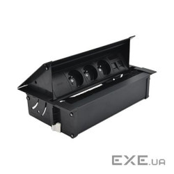 Врізн роз блок S487: 2x220В Schuko, 2x220В Schuko ДБЖ, 1хRJ45 м-м кат6 UTP, чорн(48720F220F00000-44)