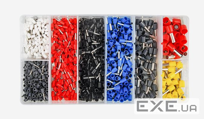 Набір клем / наконечників 1200шт(E0508w-200 E2508b-250,E1008r-200,E1508bl-250,E4009gr-50, (YT-39497) (E0508w-200 E2508b-