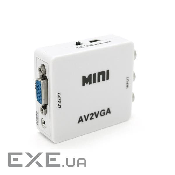 Конвертер Mini, AV to VGA, ВХІД 3RCA(мама) на ВИХІД VGA(мама), 720P / 1080P, White, BOX (YT38173) ), 720P / 1080P, White