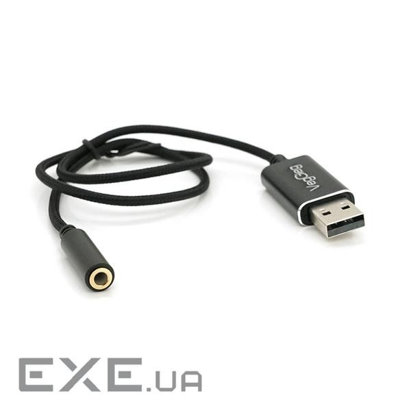 Перехідник для навушників VegGieg V-K201 USB2.0(M)-Jack3.5(F), Black, Box