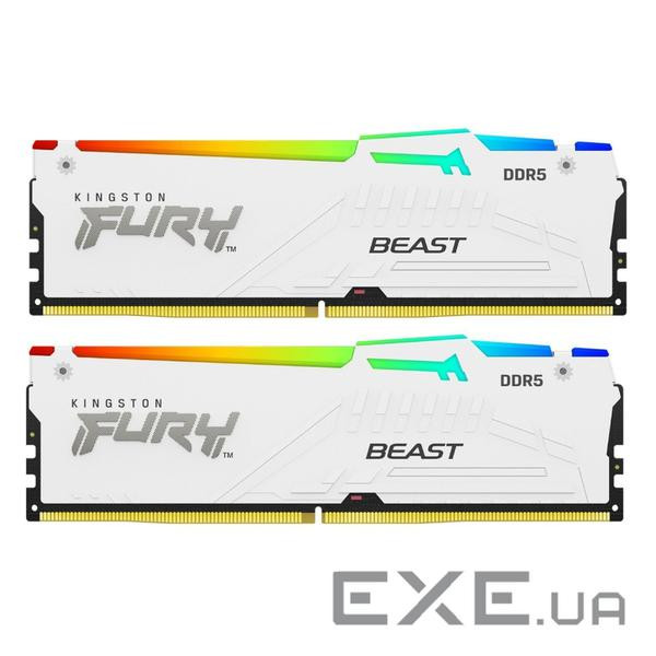 Модуль пам'яті KINGSTON FURY Beast RGB EXPO White DDR5 6400MHz 32GB Kit 2x16GB (KF564C32BWEAK2-32)