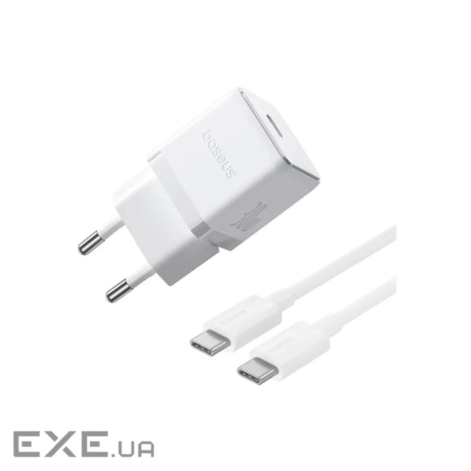 Зарядний пристрій Baseus Palm Fast Charger 1C 30W + Cable 1.0m Type-C 60W white (P10111605213-01)