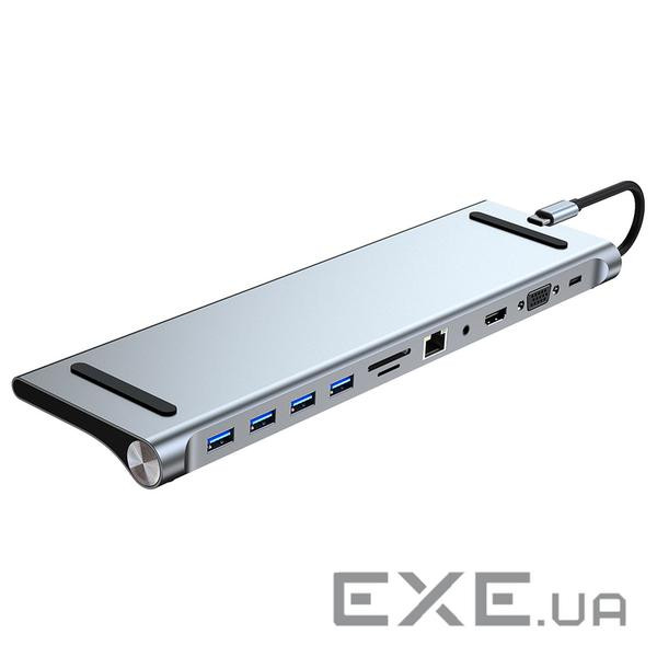 Адаптер Dynamode 11-в-1 USB-C to HDTV 4K/30Hz, VGA, 1хUSB3.0, RJ45, USB Type-C PD, Audio, (BYL-2003)