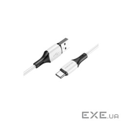 Кабель BOROFONE BX79 USB to Type-C 3A, 1m, silicone, silicone connectors, White (6974443384796)