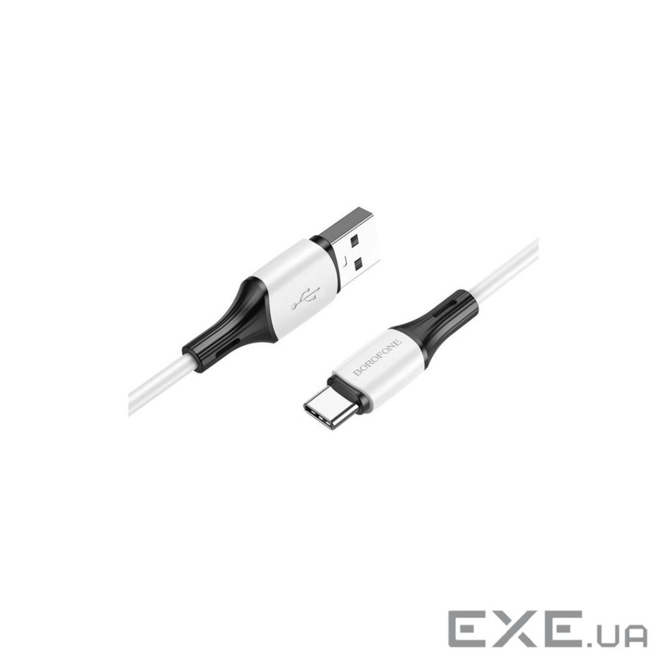 Кабель BOROFONE BX79 USB to Type-C 3A, 1m, silicone, silicone connectors, White (6974443384796)