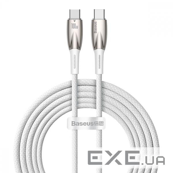 Кабель Baseus Glimmer Series Fast Charging Type-C to Type-C 100W (2m) white (CADH000802)
