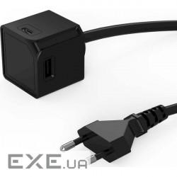 Зарядний пристрій ALLOCACOC USBcube Original 2xUSB-A, 2xUSB-C, 15W, cable 1.5m (10467BK/EUACMC)