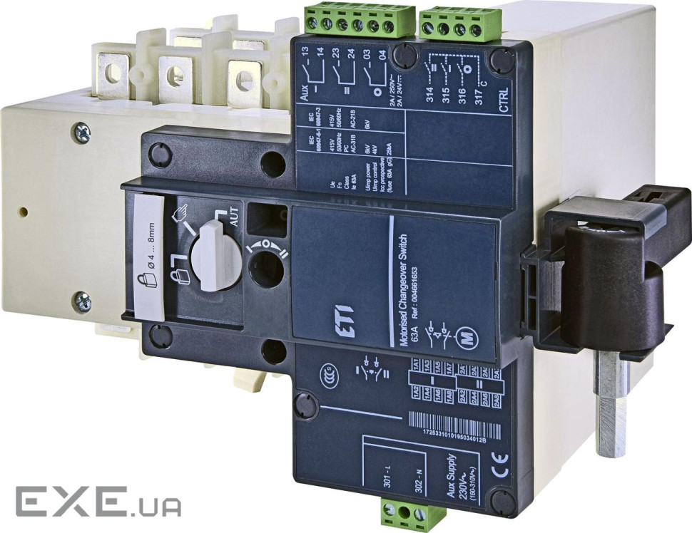 Перемикач навантаження ETI, з мотор-приводом MLBS 63 230VAC 4P CO (1-0-2, 63А) (4661653)