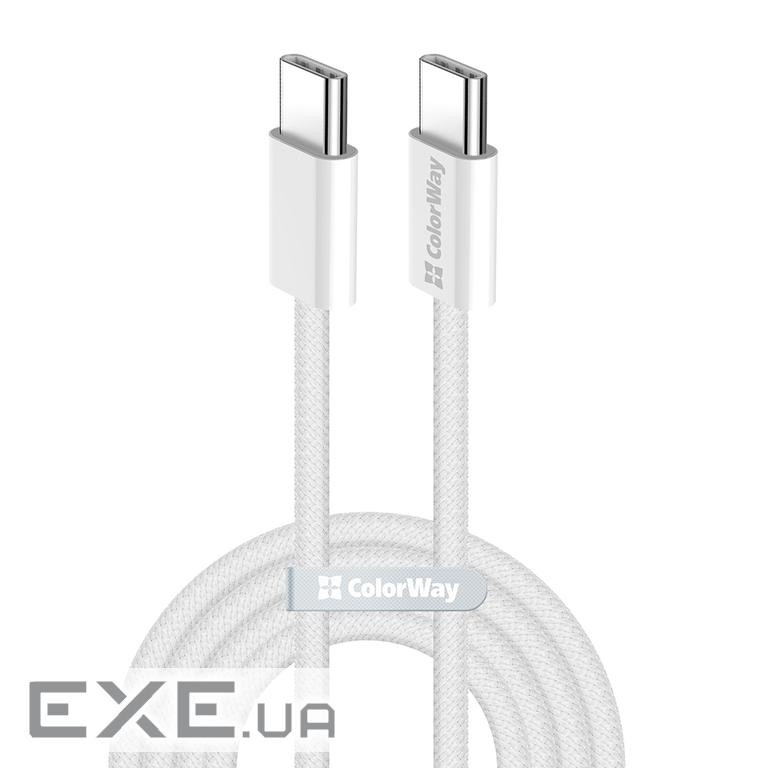 Дата кабель USB-C to USB-C 2.0m (braided cotton) (PD Fast Charging 60W) 3.0А grey ColorWay (CW-CBPDCC068-GR)