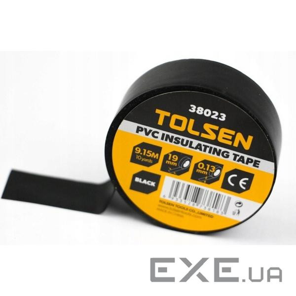 Стрічка ізоляційна Tolsen 19 мм х 9.2 м чорна 0.13 мм (38023)
