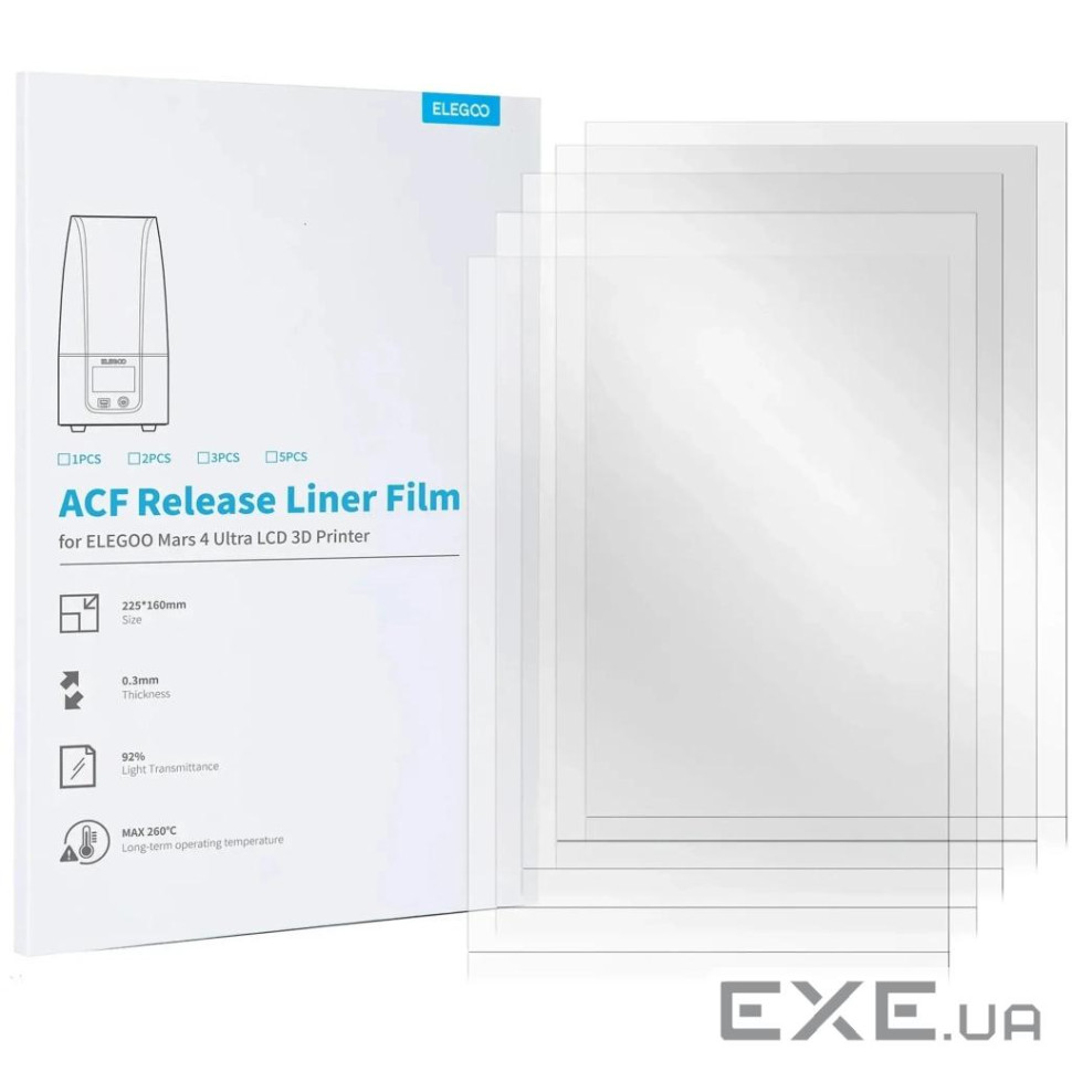 Запчастина для 3D-принтера ELEGOO FEP Release Liner Film, 225&times;160&times;0.3мм, 5шт (50.102.0098)
