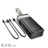 Батарея універсальна HOCO 30000mAh Plentiful 22.5W, built-in cables, LED, Black (DB58 / 715030)