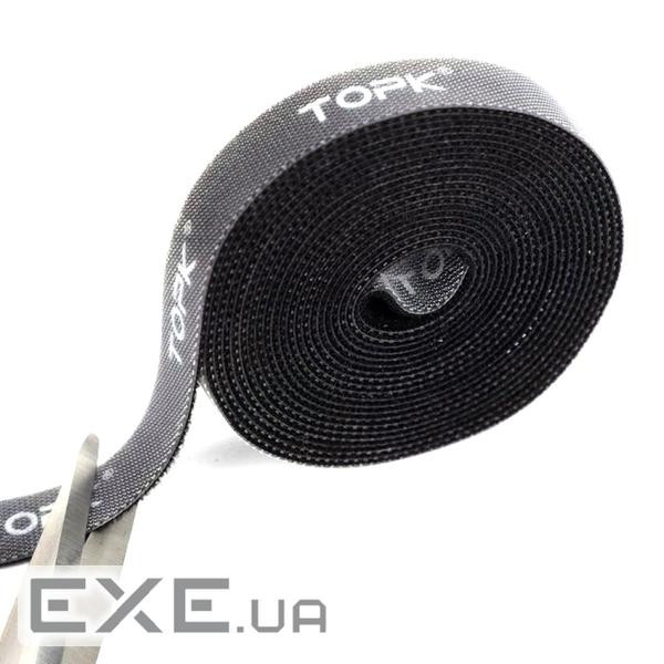 Стяжки на липучці ширина 15мм, рулон 5,0м, чорні, ціна за рулон (TOPK) (TOPK)