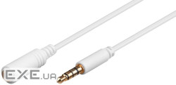 Кабель аудіо-подовжувач Jack 3.5mm 4pin M/F 0.5m,AWG28 AUX Cu Gold 1:1,білий (75.06.2359-50) (75.06.2359-50)