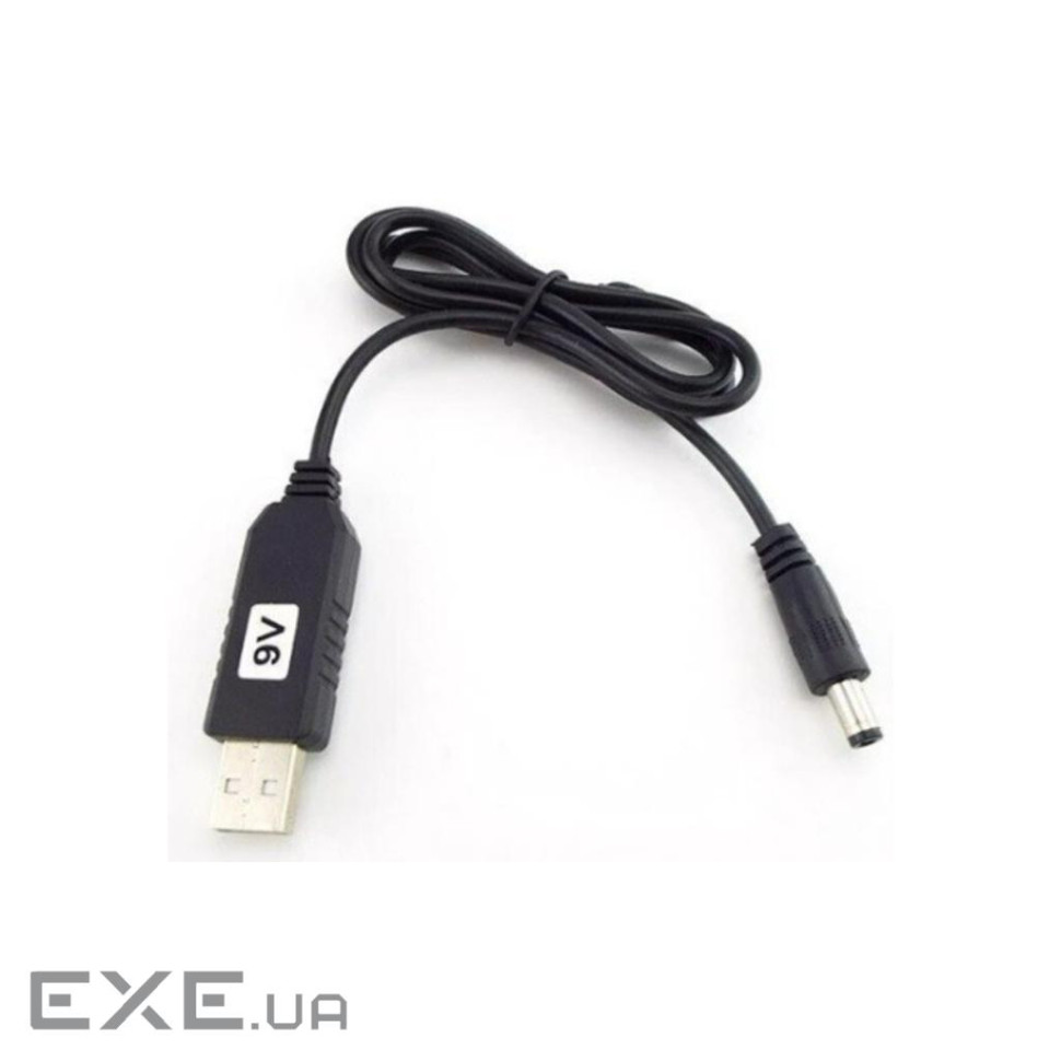 Кабель живлення USB to DC 5.5x2.1mm 9V 1.0m black Power Boost (1070990)