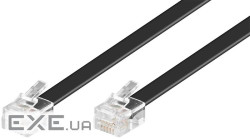 Кабель телефонний RJ12 M/M 6.0m, плоский 6P4C AWG28 1:1 Western, чорний (75.05.0318-1)