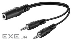 Перехідник Goobay аудіо Jack 3.5mm 3pin 1x2 F/M (Splitter) 0.2m Stereo-Mono V-form AUX (75.05.0472-1