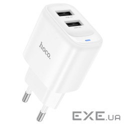 СЗУ 110-240V HOCO C141A 2xUSB, 10.5W, White, Box (HOCO C141A / W)