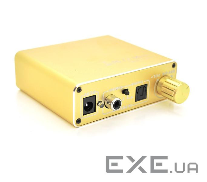 Активний конвертер VEGGIEG F101 з цифрового (SPDIF) в аналоговий (RCA) аудіо сигнал , Gold