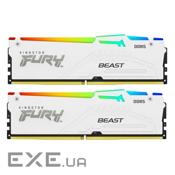 Модуль пам'яті KINGSTON FURY Beast RGB EXPO White DDR5 6400MHz 64GB Kit 2x32GB (KF564C32BWEAK2-64)