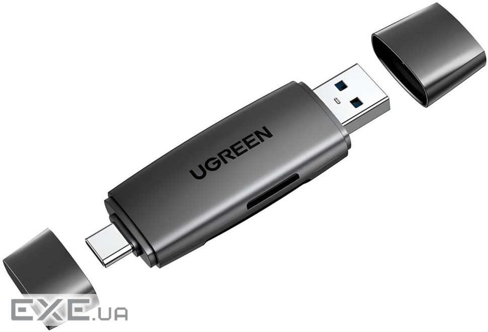 Зчитувач флеш-карт Ugreen USB-C + USB to TF/SD 3.0 CM304 black (80191)