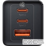Зарядний пристрій Baseus 2xUSB-C 65W + 1xUSB GaN + cable USB-C to USB-C 100W 1.0m black (CCGP120201)